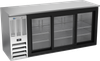 BBN72HC-F-GS-S | 72" Narrow Depth Sliding Glass Doors Food Rated Back Bar in Stainless Steel