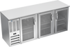 BBN78HC-FG-S | 78" Narrow Depth Glass Doors Food Rated Back Bar in Stainless Steel BBN78HC-FG-S | 78" Narrow Depth Glass Doors Food Rated Back Bar in Stainless Steel
