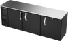 BBN94HC-F-B | 94" Narrow Depth Solid Doors Food Rated Back Bar in Black
