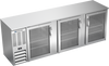 BBN94HC-FG-S | 94" Narrow Depth Glass Doors Food Rated Back Bar in Stainless Steel BBN94HC-FG-S | 94" Narrow Depth Glass Doors Food Rated Back Bar in Stainless Steel