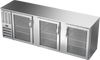 BBN94HC-FG-S | 94" Narrow Depth Glass Doors Food Rated Back Bar in Stainless Steel BBN94HC-FG-S | 94" Narrow Depth Glass Doors Food Rated Back Bar in Stainless Steel