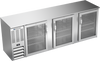 BBN94HC-G-S | 94" Narrow Depth Glass Doors Back Bar in Stainless Steel