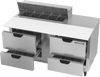 SPED60HC-10C-4 | 60" Sandwich Prep Table Four Drawers with 17" Cutting Board