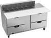 SPED60HC-12C-4 | 60" Sandwich Prep Table Four Drawers with 17" Cutting Board