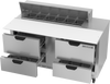 SPED60HC-12C-4 | 60" Sandwich Prep Table Four Drawers with 17" Cutting Board