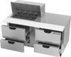 SPED60HC-12M-4 | 60" Sandwich Prep Table Four Drawers Mega Top