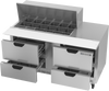 SPED60HC-18M-4 | 60" Sandwich Prep Table Four Drawers Mega Top