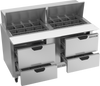 SPED60HC-24M-4 | 60" Sandwich Prep Table Four Drawers Mega Top