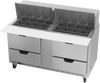 SPED60HC-24M-4 | 60" Sandwich Prep Table Four Drawers Mega Top