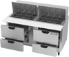 SPED60HC-24M-4 | 60" Sandwich Prep Table Four Drawers Mega Top