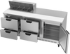 SPED72HC-08-4 | 72" Sandwich Prep Table Four Drawers One Door Standard Top