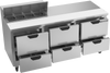 SPED72HC-08-6 | 72" Sandwich Prep Table Six Drawers Standard Top