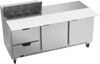 SPED72HC-08C-2 | 72" Sandwich Prep Table Two Drawers Two Doors with 17" Cutting Board