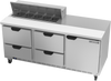 SPED72HC-10-4 | 72" Sandwich Prep Table Four Drawers One Door Standard Top