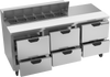SPED72HC-12-6 | 72" Sandwich Prep Table Six Drawers Standard Top