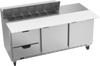 SPED72HC-12C-2 | 72" Sandwich Prep Table Two Drawers Two Doors with 17" Cutting Board