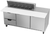 SPED72HC-12C-2 | 72" Sandwich Prep Table Two Drawers Two Doors with 17" Cutting Board