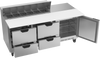 SPED72HC-12C-4 | 72" Sandwich Prep Table Four Drawers One Door with 17" Cutting Board