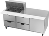 SPED72HC-12M-4 | 72" Sandwich Prep Table Four Drawers One Door Mega Top
