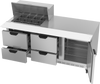 SPED72HC-12M-4 | 72" Sandwich Prep Table Four Drawers One Door Mega Top