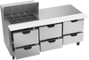 SPED72HC-12M-6 | 72" Sandwich Prep Table Six Drawers Mega Top