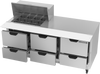 SPED72HC-12M-6 | 72" Sandwich Prep Table Six Drawers Mega Top