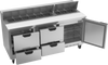 SPED72HC-18-4 | 72" Sandwich Prep Table Four Drawers One Door Standard Top