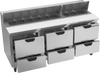 SPED72HC-18-6 | 72" Sandwich Prep Table Six Drawers Standard Top