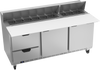 SPED72HC-18C-2 | 72" Sandwich Prep Table Two Drawers Two Doors with 17" Cutting Board
