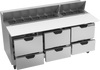 SPED72HC-18C-6 | 72" Sandwich Prep Table Six Drawers with 17" Cutting Board