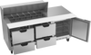 SPED72HC-18M-4 | 72" Sandwich Prep Table Four Drawers One Door Mega Top