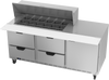 SPED72HC-18M-4 | 72" Sandwich Prep Table Four Drawers One Door Mega Top