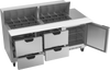 SPED72HC-24M-4 | 72" Sandwich Prep Table Four Drawers One Door Mega Top
