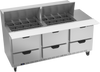 SPED72HC-24M-6 | 72" Sandwich Prep Table Six Drawers Mega Top