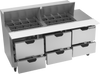 SPED72HC-24M-6 | 72" Sandwich Prep Table Six Drawers Mega Top