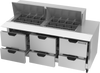 SPED72HC-24M-6 | 72" Sandwich Prep Table Six Drawers Mega Top