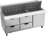 SPED72HC-30M-4 | 72" Sandwich Prep Table Four Drawers One Door Mega Top