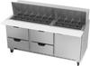 SPED72HC-30M-4 | 72" Sandwich Prep Table Four Drawers One Door Mega Top