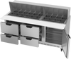 SPED72HC-30M-4 | 72" Sandwich Prep Table Four Drawers One Door Mega Top