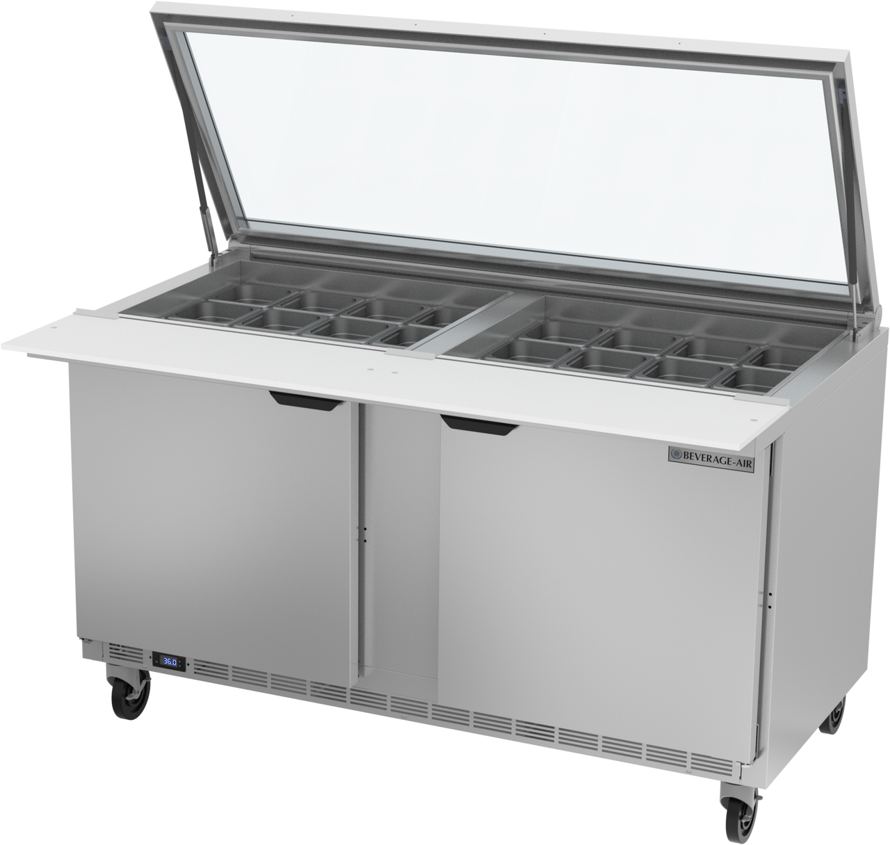 SPE60HC-24M-STL | 60" Sandwich Prep Table Two Door Mega Top with See-Thru Lid