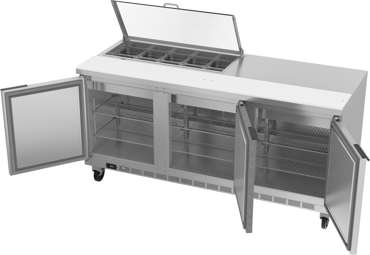 SPE72HC-10-CL | 72" Sandwich Prep Table Three Door with Clear Lid