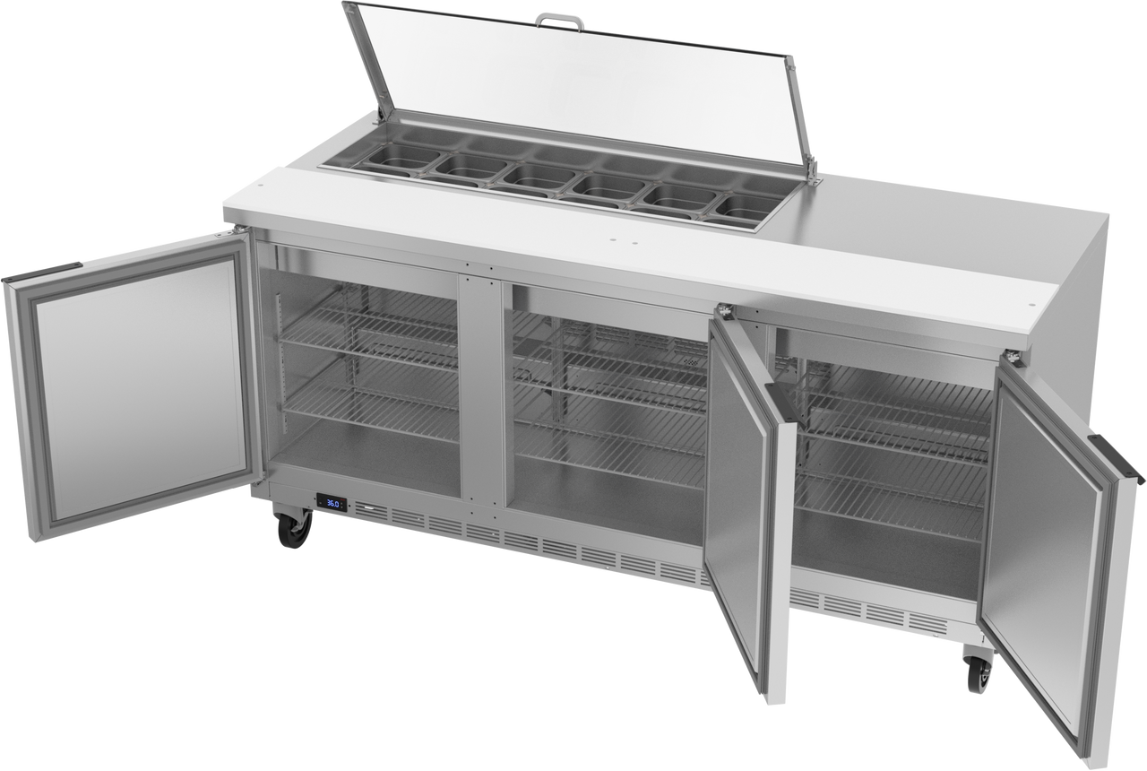 SPE72HC-12-CL | 72" Sandwich Prep Table Three Door with Clear Lid