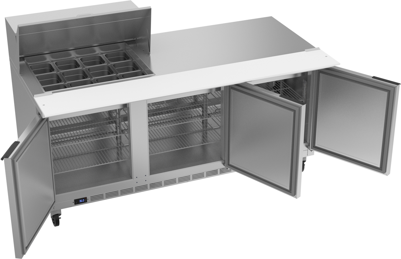 SPE72HC-12M | 72" Sandwich Prep Table Three Door Mega Top