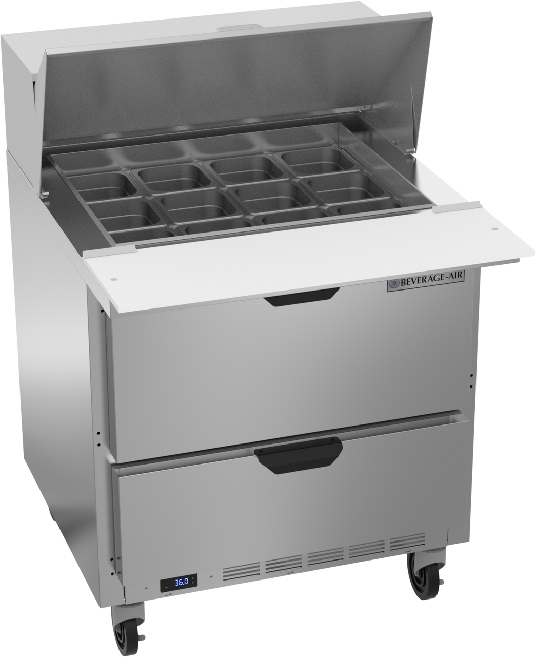 SPED32HC-12M-2 | 32" Sandwich Prep Table Two Drawers Mega Top