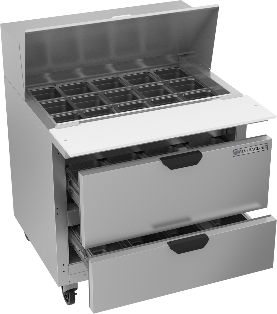 SPED36HC-15M-2 | 36" Sandwich Prep Table Two Drawers Mega Top