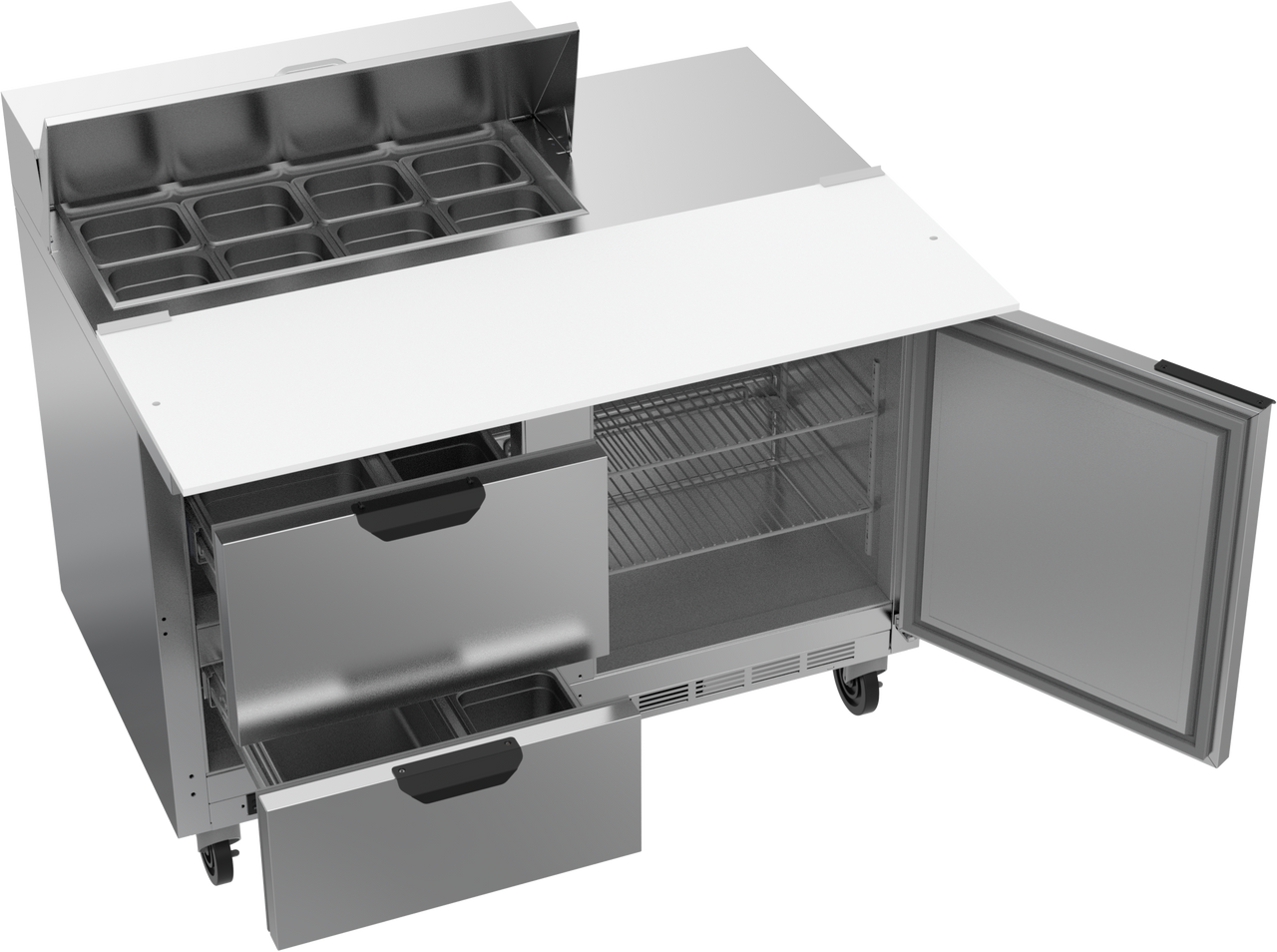 SPED48HC-08C-2 | 48" Sandwich Prep Table Two Drawers One Door with 17" Cutting Board