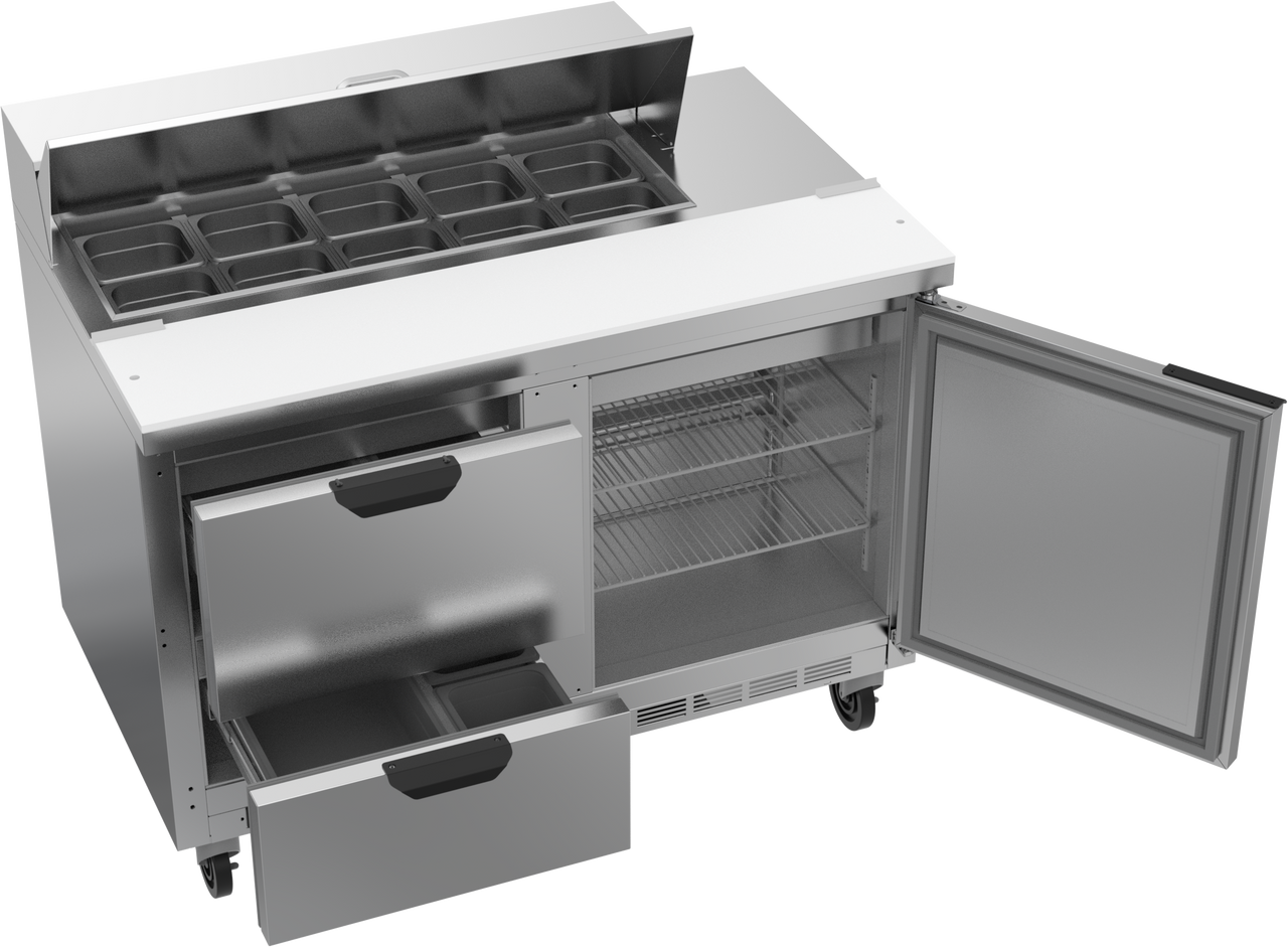 SPED48HC-10-2 | 48" Sandwich Prep Table Two Drawers One Door Standard Top