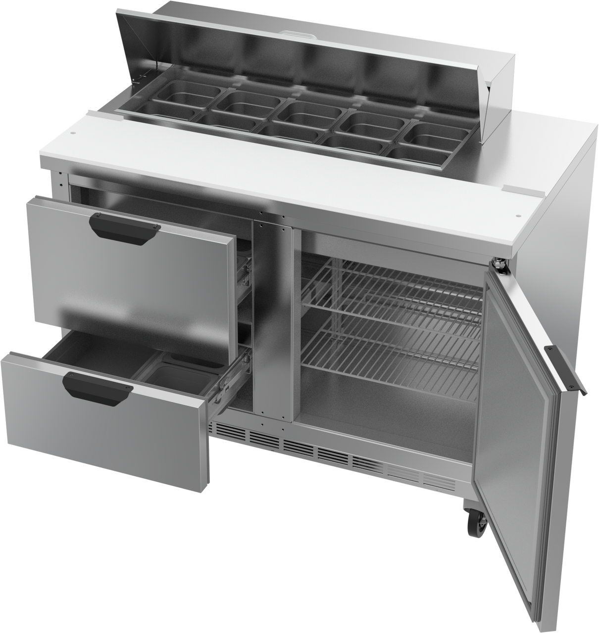 SPED48HC-10-2 | 48" Sandwich Prep Table Two Drawers One Door Standard Top