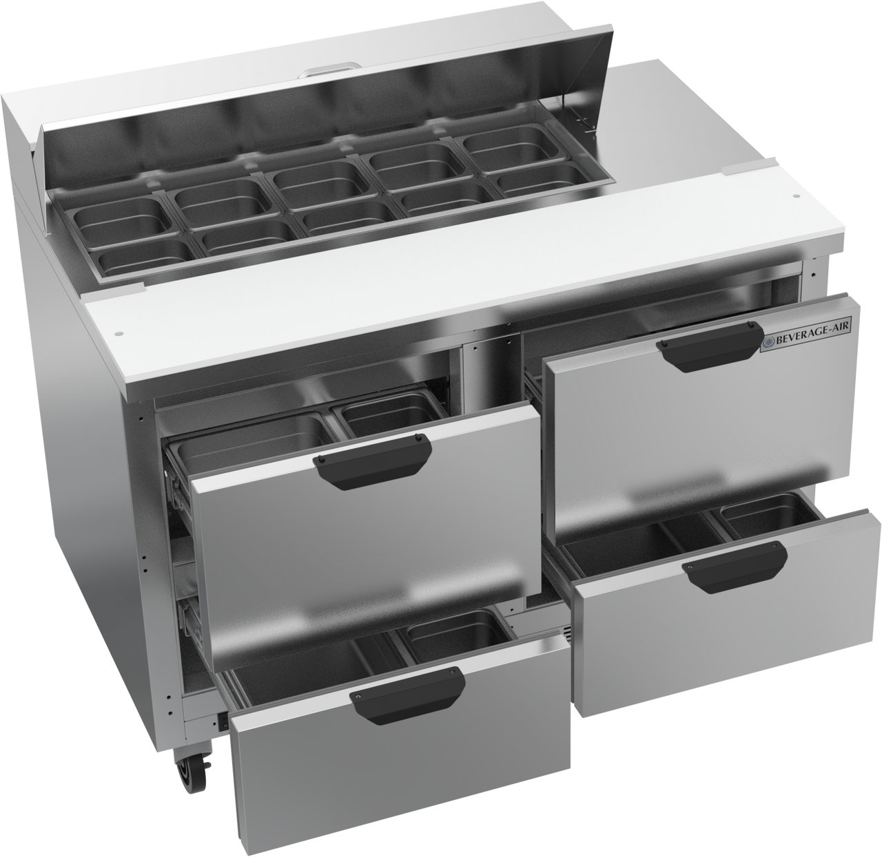 SPED48HC-10-4 | 48" Sandwich Prep Table Four Drawers Standard Top