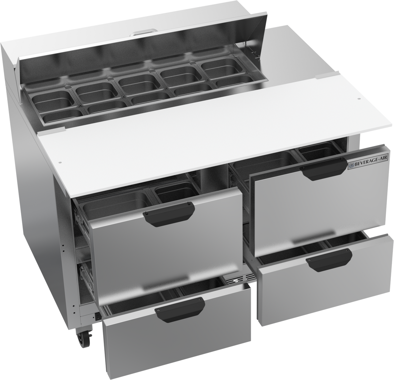 SPED48HC-10C-4 | 48" Sandwich Prep Table Four Drawers with 17" Cutting Board